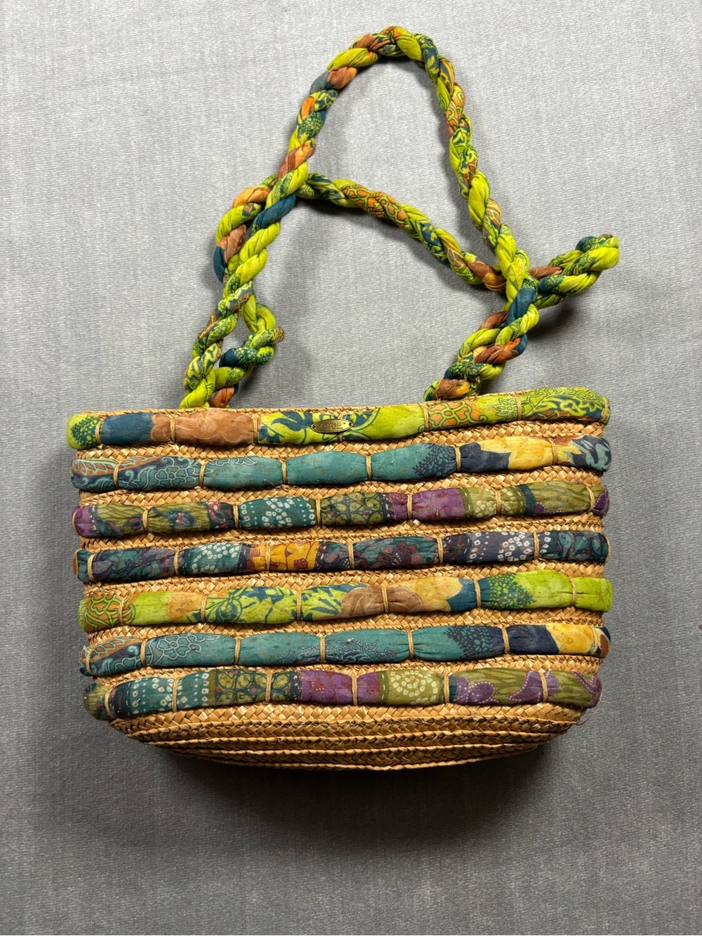 Cappellli Straworld Boho Woven Tote Bag Colorful Straw Market Bag Coastal